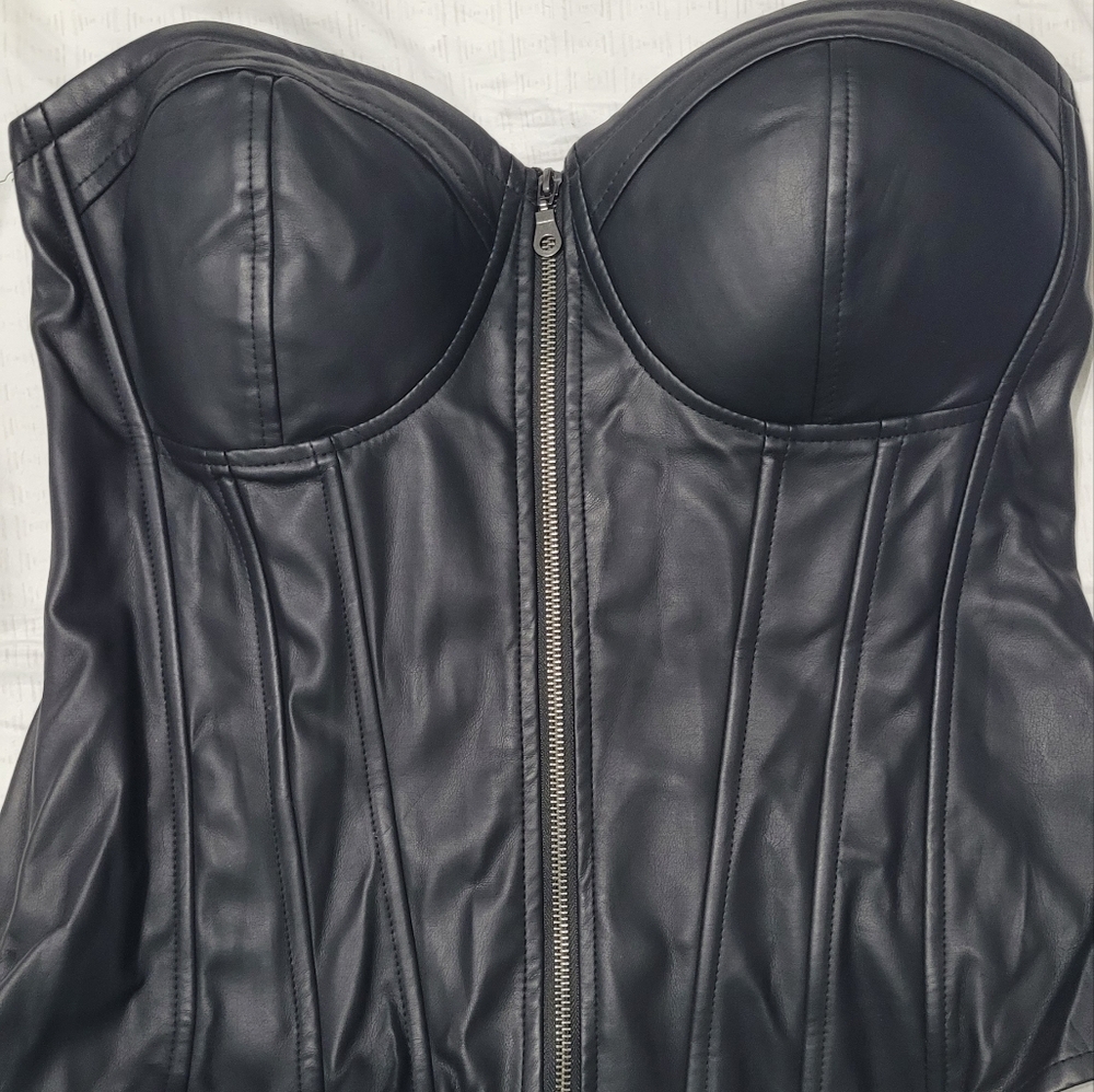 Torrid Black Faux Leather Corset Top